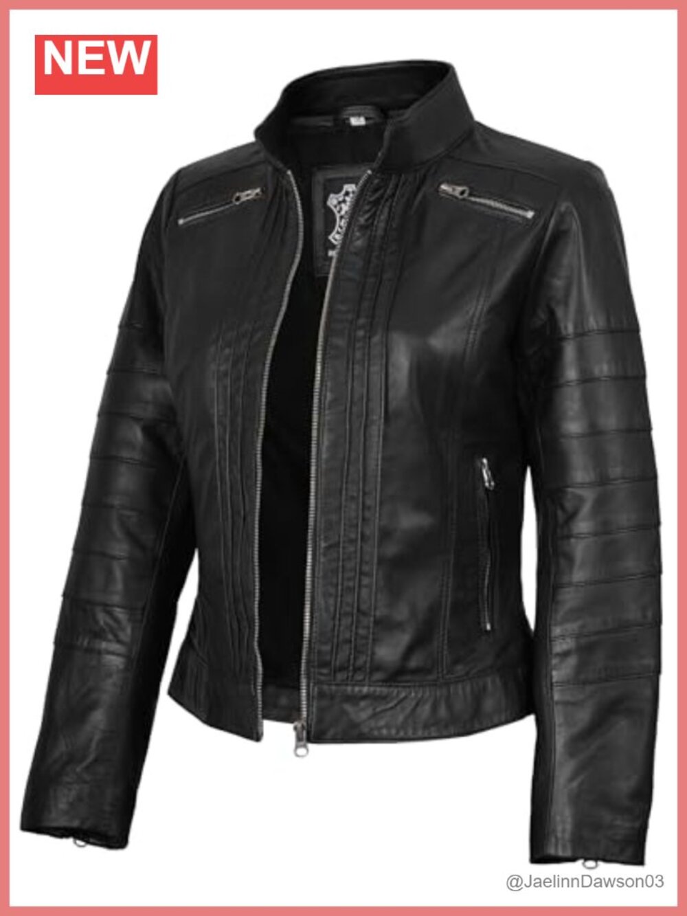 Real Lambskin Leather Jacket Womens Cafe Racer Moto Biker Coat